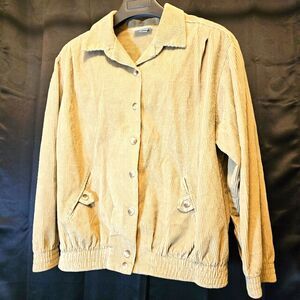 Vintage 90s Alfred Dunner Tan Corduroy Jacket 8-wale Size 14 SMALL FLAW
